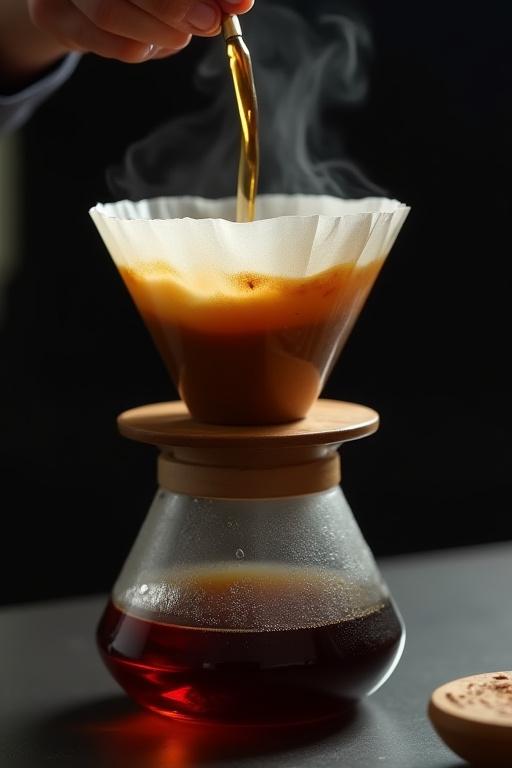 Håndbrygging av kaffe med V60-utstyr.